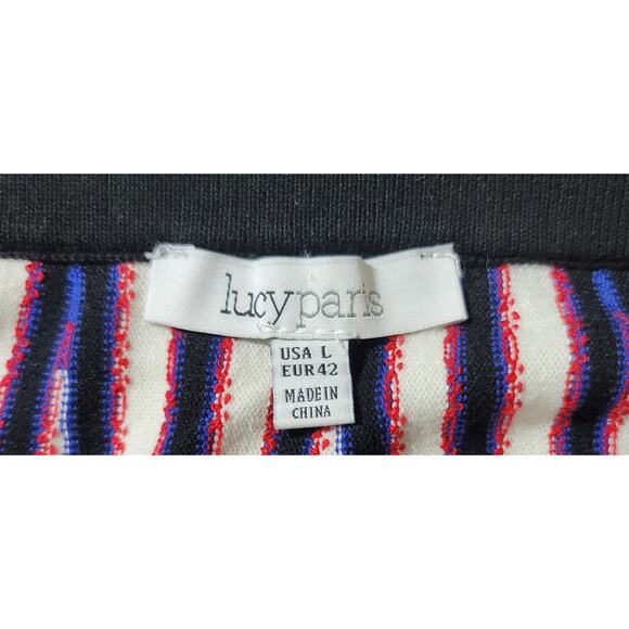 Lucy Paris White Red Blue A-Line Mini Skirt Large Flat Front Lightweight Flowy - Picture 3 of 4